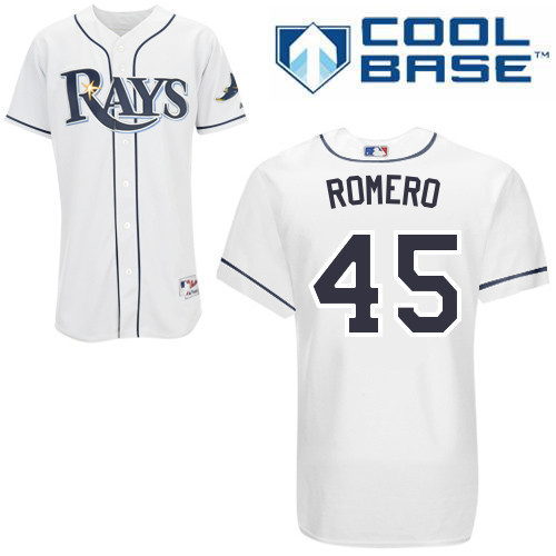 Enny Romero #45 MLB Jersey-Tampa Bay Rays Men's Authentic Home White Cool Base Baseball Jersey
